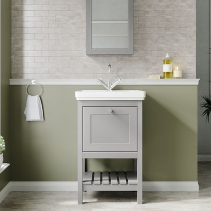 Hudson Reed Bexley 500mm Floor Standing 1 Drawer Vanity Unit with 1 Tap Hole Fireclay Basin