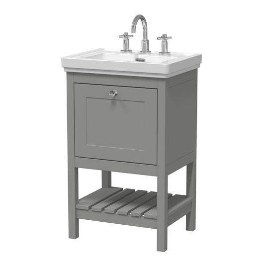 Hudson Reed Bexley 500mm Floor Standing 1 Drawer Vanity Unit With 3 Tap Hole Basin