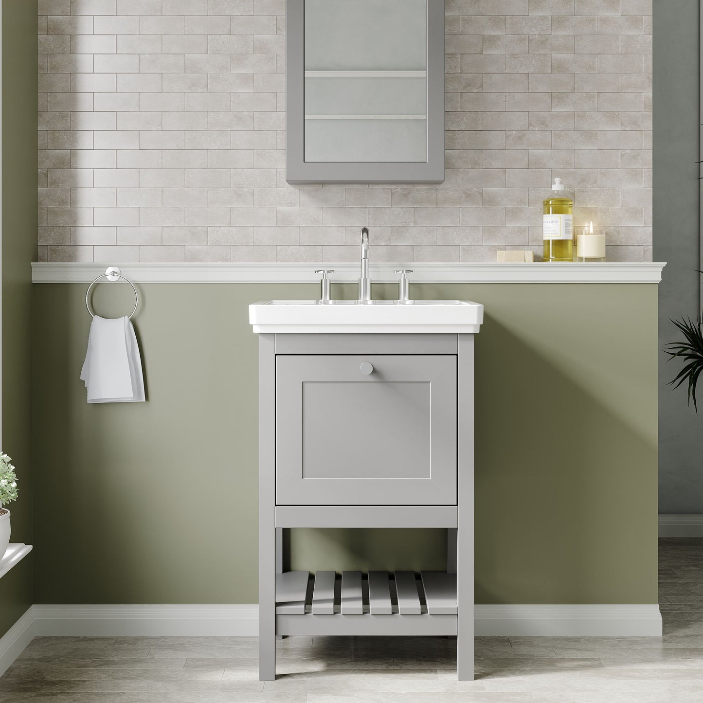 Hudson Reed Bexley 500mm Floor Standing 1 Drawer Vanity Unit With 3 Tap Hole Basin