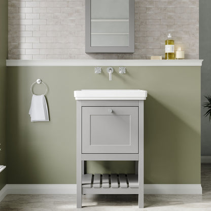 Hudson Reed Bexley 500mm Cool Grey Traditional Floor Standing 1 Drawer Vanity Unit with Fireclay Basin