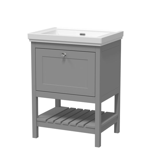 Hudson Reed Bexley 600mm Floor Standing Vanity Unit with 1 Drawer & 0 Tap Hole Basin