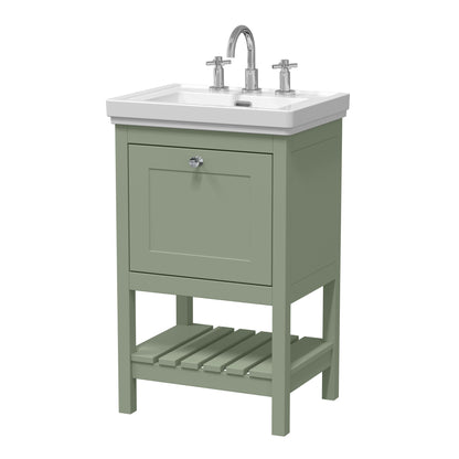 Hudson Reed Bexley 500mm Floor Standing Vanity Unit With 1 Drawer & 3 Tap Hole Fireclay Basin