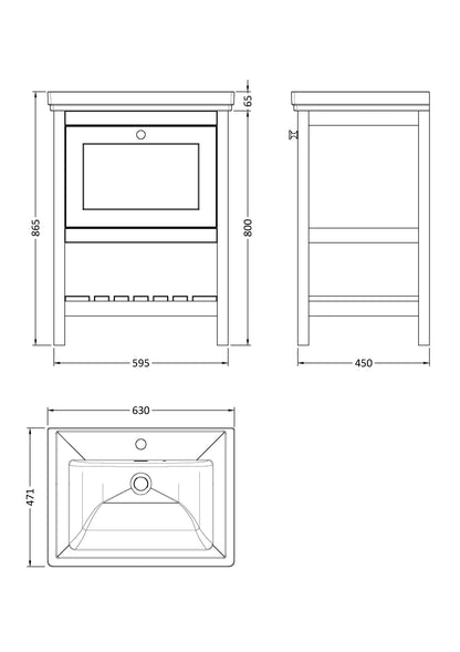 Hudson Reed Bexley 600mm Fern Green Floor Standing Vanity Unit with 1 Tap Hole Basin