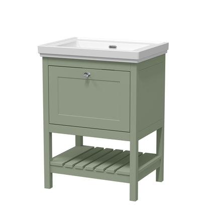 Hudson Reed Bexley 600mm Floor Standing 1 Drawer Vanity Unit with Basin with Soft Close Drawers