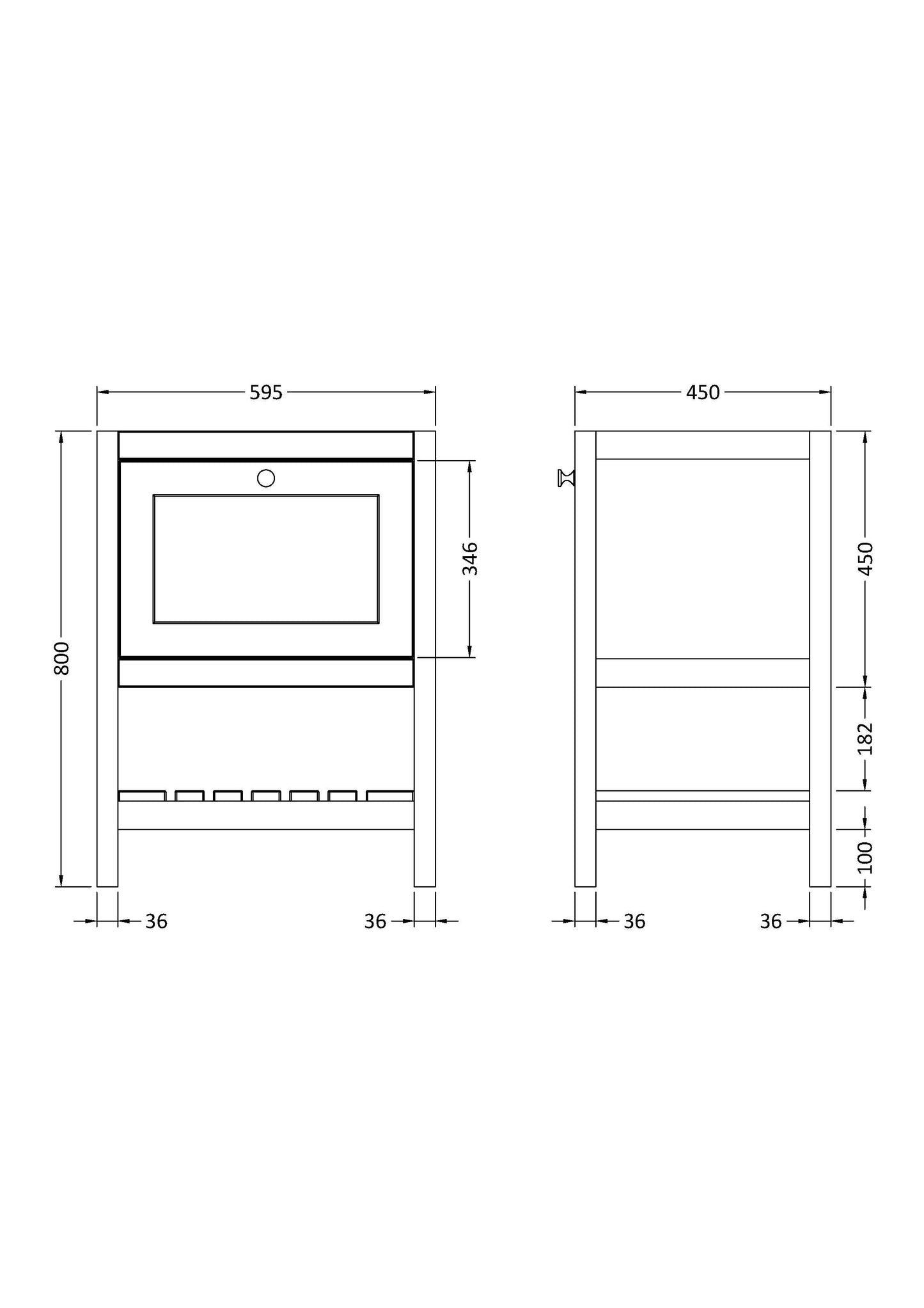 Bexley 600mm Floor Standing 1 Drawer Vanity Unit