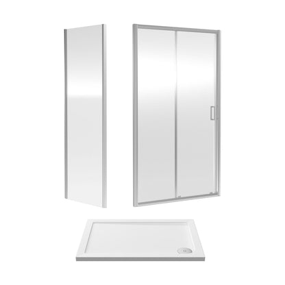 [BEZET001] Almington Sliding Shower Door, Side Panel and Shower Tray - Choice of Size and Finish - Cutout