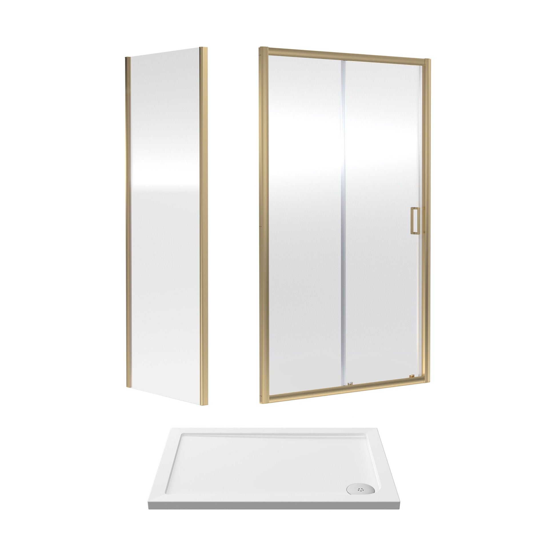[BEZET002] Almington Sliding Shower Door, Side Panel and Shower Tray - Choice of Size and Finish - Cutout