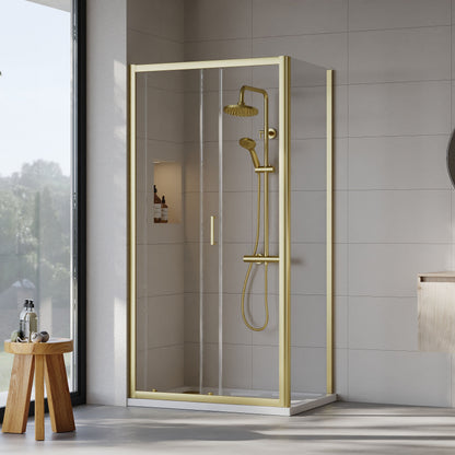 [BEZET002] Almington Sliding Shower Door, Side Panel and Shower Tray - Choice of Size and Finish - Lifestyle 2