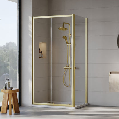 [BEZET005] Almington Sliding Shower Door, Side Panel and Shower Tray - Choice of Size and Finish - Lifestyle 2