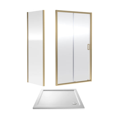 [BEZET008] Almington Sliding Shower Door, Side Panel and Shower Tray - Choice of Size and Finish - Cutout