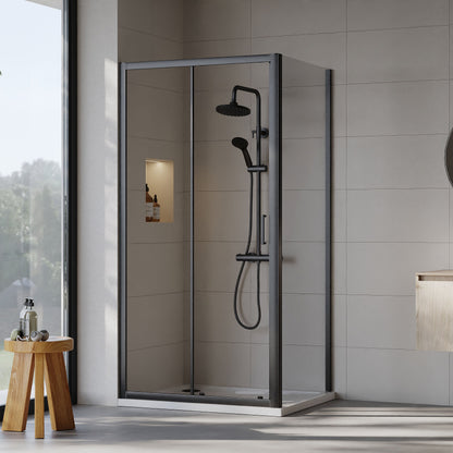 [BEZET009] Almington Sliding Shower Door, Side Panel and Shower Tray - Choice of Size and Finish - Lifestyle 2