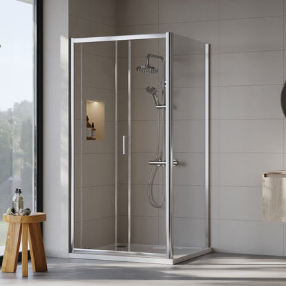 [BEZET010] Almington Sliding Shower Door, Side Panel and Shower Tray - Choice of Size and Finish - Lifestyle 1