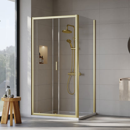 [BEZET011] Almington Sliding Shower Door, Side Panel and Shower Tray - Choice of Size and Finish - Lifestyle 2