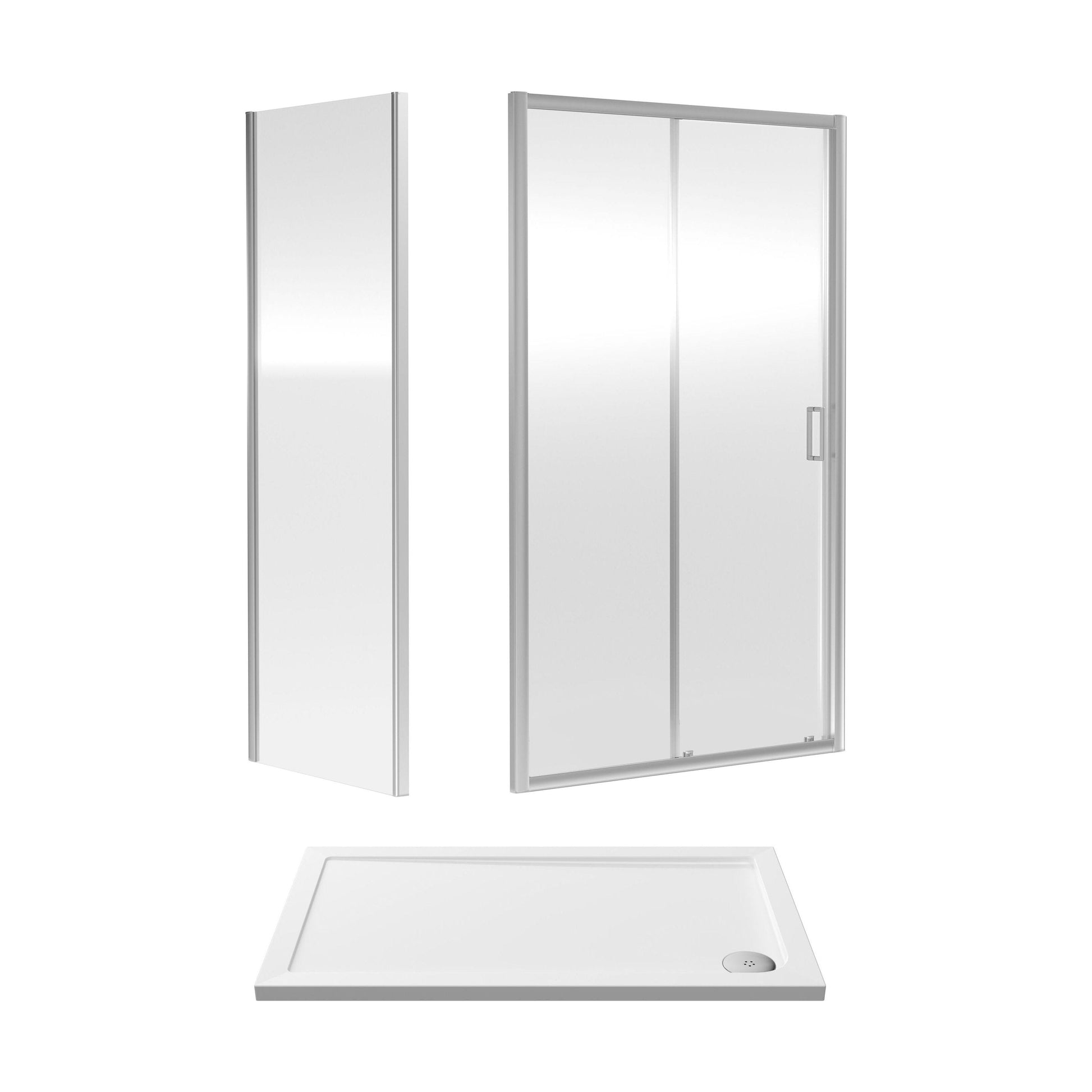 [BEZET013] Almington Sliding Shower Door, Side Panel and Shower Tray - Choice of Size and Finish - Cutout