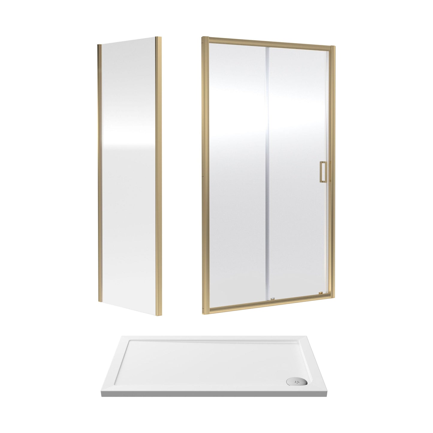 [BEZET014] Almington Sliding Shower Door, Side Panel and Shower Tray - Choice of Size and Finish - Cutout