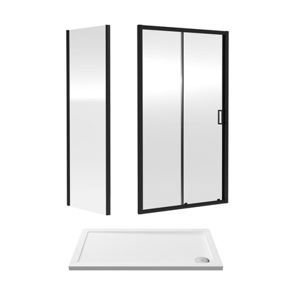 [BEZET015] Almington Sliding Shower Door, Side Panel and Shower Tray - Choice of Size and Finish - Cutout