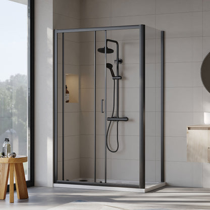 [BEZET015] Almington Sliding Shower Door, Side Panel and Shower Tray - Choice of Size and Finish - Lifestyle 2