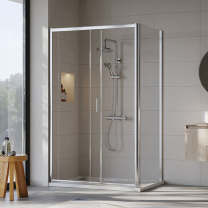 [BEZET016] Almington Sliding Shower Door, Side Panel and Shower Tray - Choice of Size and Finish - Lifestyle 1