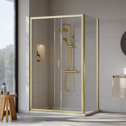[BEZET017] Almington Sliding Shower Door, Side Panel and Shower Tray - Choice of Size and Finish - Lifestyle 1