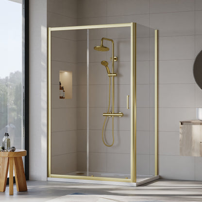 [BEZET017] Almington Sliding Shower Door, Side Panel and Shower Tray - Choice of Size and Finish - Lifestyle 2
