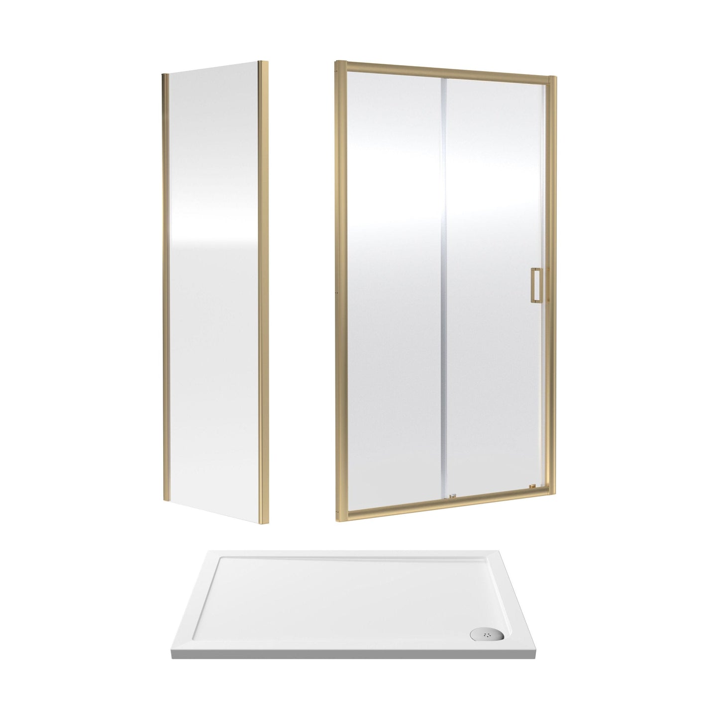 [BEZET020] Almington Sliding Shower Door, Side Panel and Shower Tray - Choice of Size and Finish - Cutout