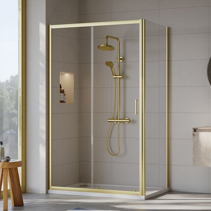 [BEZET020] Almington Sliding Shower Door, Side Panel and Shower Tray - Choice of Size and Finish - Lifestyle 1