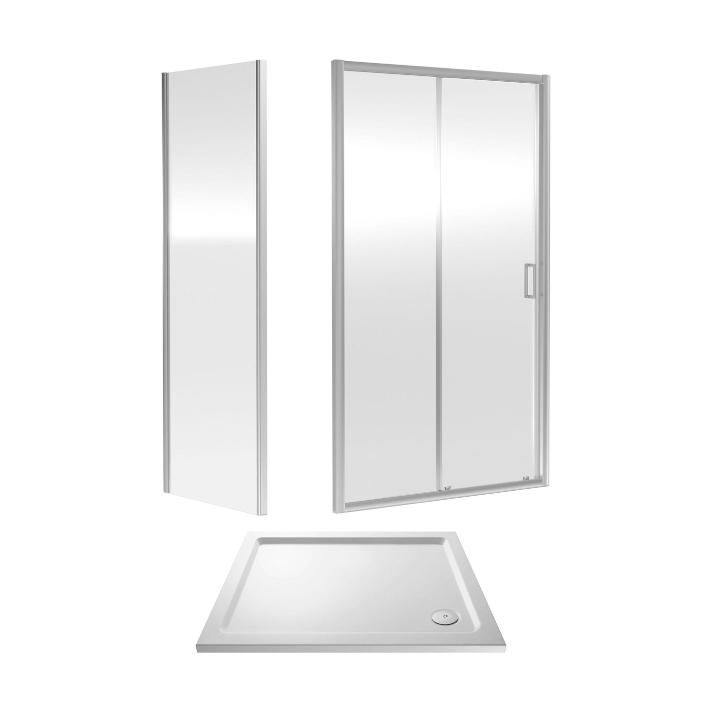 [BEZET022] Almington Sliding Shower Door, Side Panel and Shower Tray - Choice of Size and Finish - Cutout