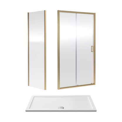 [BEZET026] Almington Sliding Shower Door, Side Panel and Shower Tray - Choice of Size and Finish - Cutout