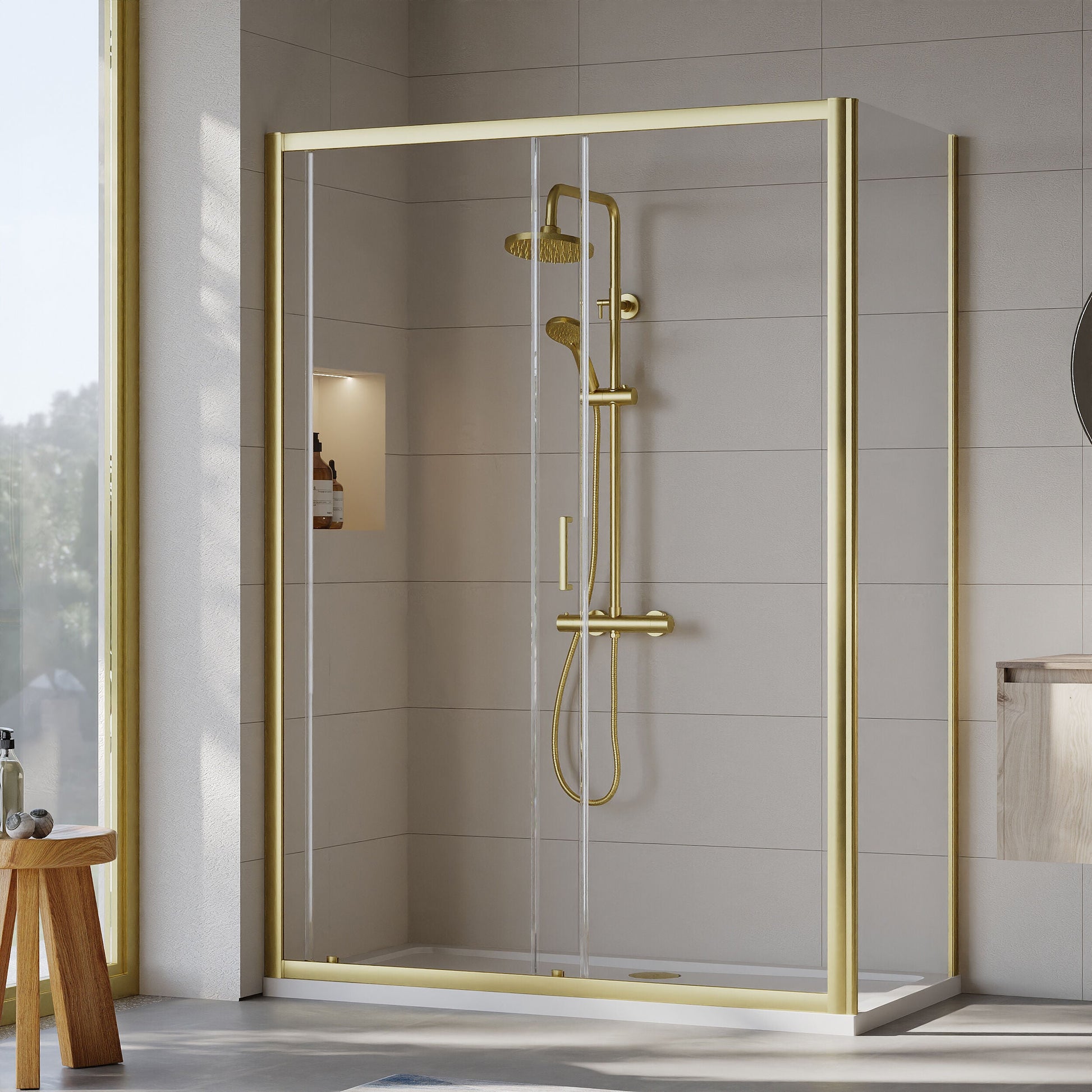 [BEZET026] Almington Sliding Shower Door, Side Panel and Shower Tray - Choice of Size and Finish - Lifestyle 2