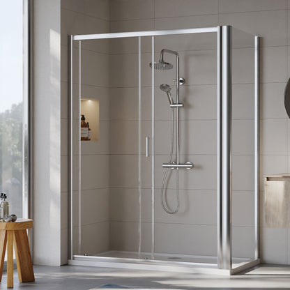 [BEZET028] Almington Sliding Shower Door, Side Panel and Shower Tray - Choice of Size and Finish - Lifestyle 2