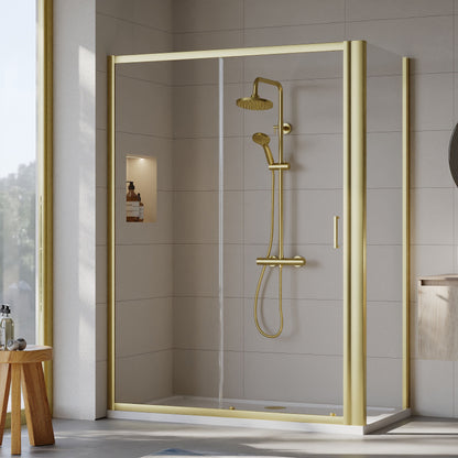 [BEZET029] Almington Sliding Shower Door, Side Panel and Shower Tray - Choice of Size and Finish - Lifestyle 1
