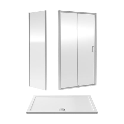 [BEZET031] Almington Sliding Shower Door, Side Panel and Shower Tray - Choice of Size and Finish - Cutout