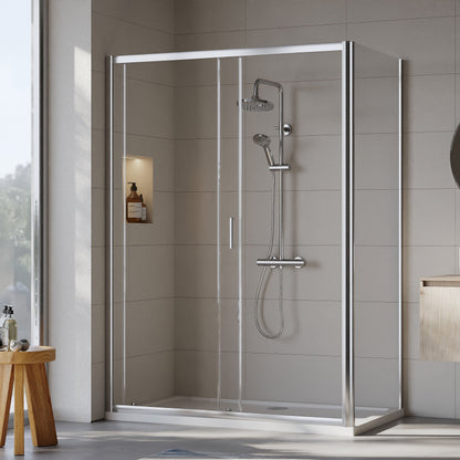 [BEZET031] Almington Sliding Shower Door, Side Panel and Shower Tray - Choice of Size and Finish - Lifestyle 2