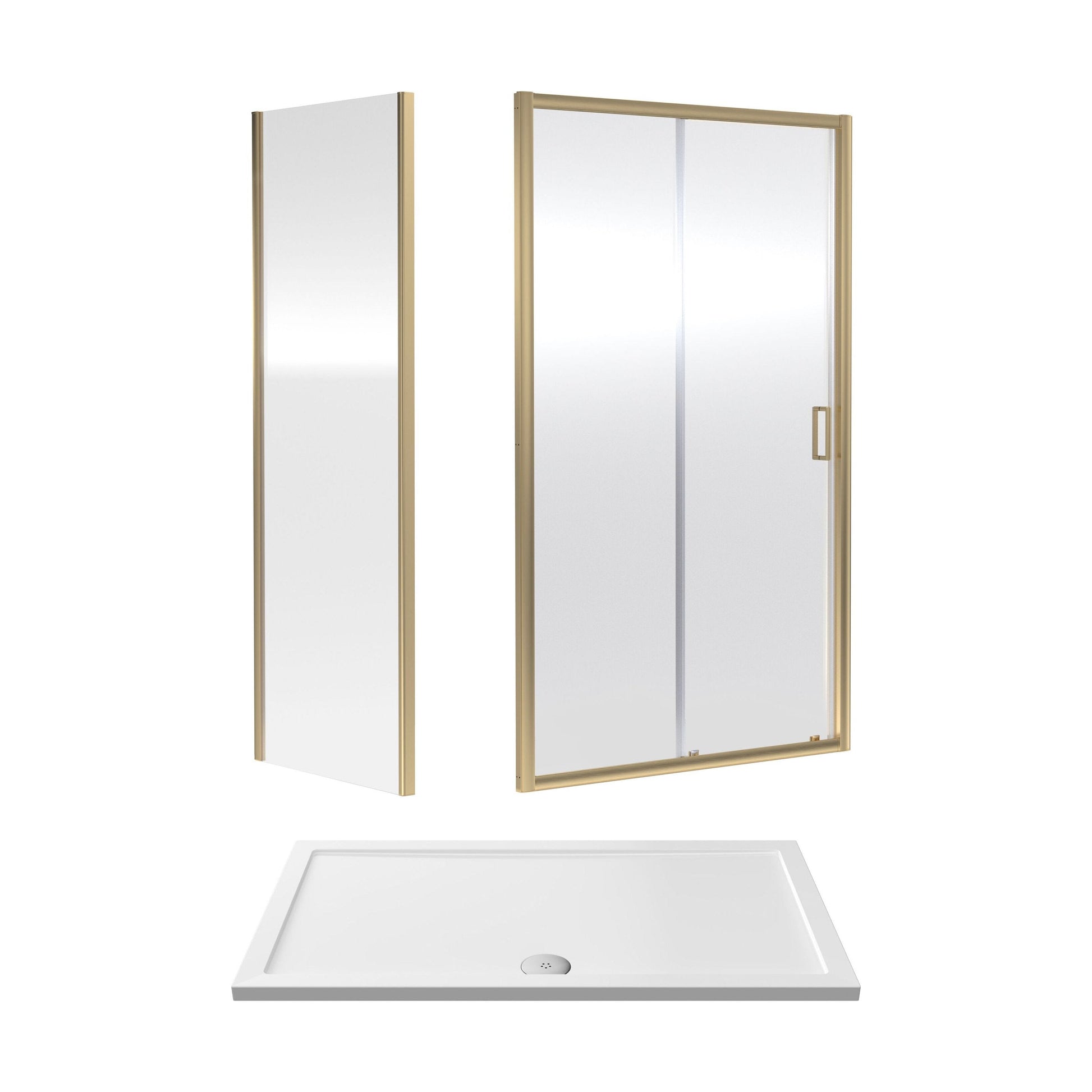 [BEZET032] Almington Sliding Shower Door, Side Panel and Shower Tray - Choice of Size and Finish - Cutout