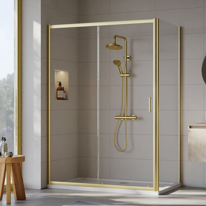[BEZET032] Almington Sliding Shower Door, Side Panel and Shower Tray - Choice of Size and Finish - Lifestyle 1