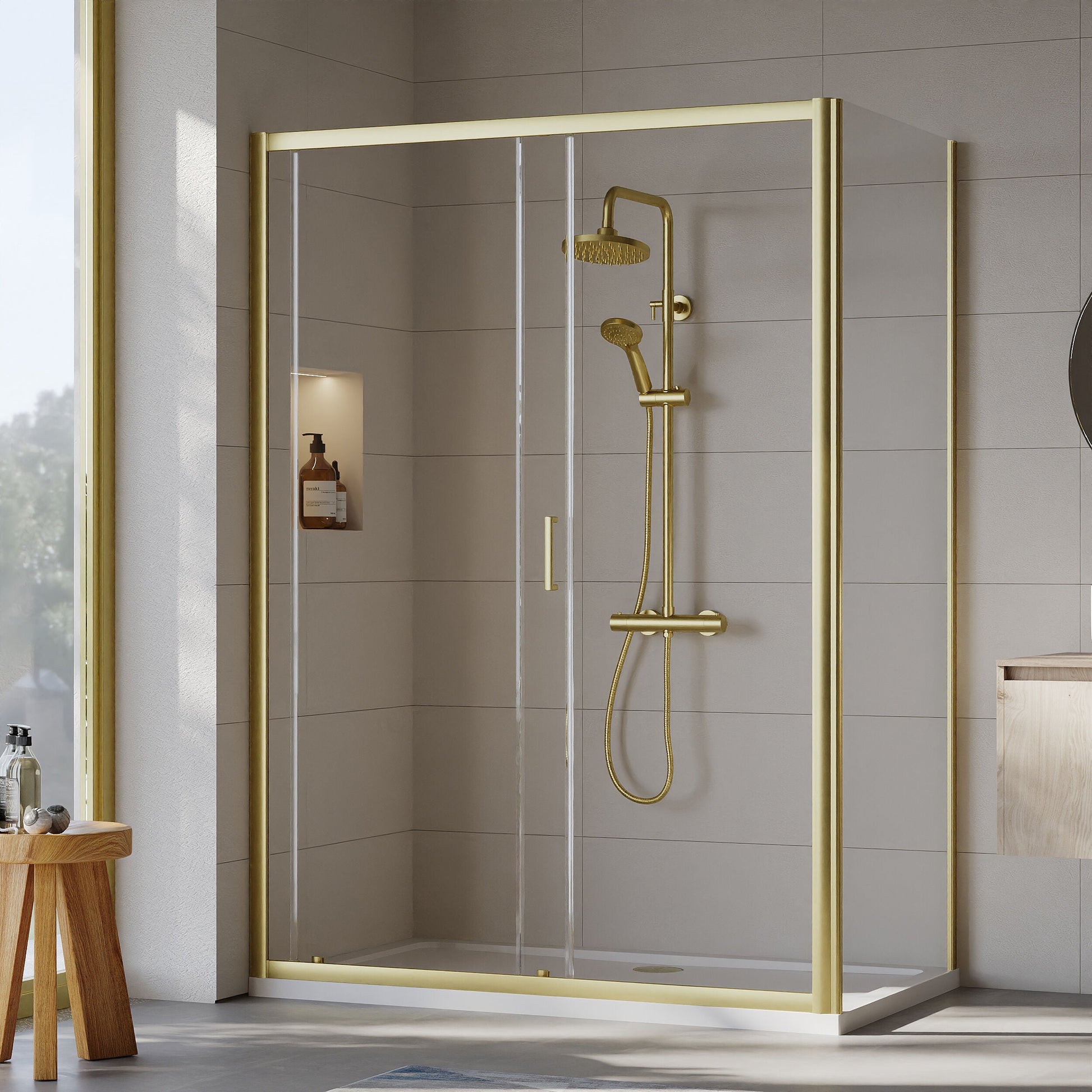 [BEZET032] Almington Sliding Shower Door, Side Panel and Shower Tray - Choice of Size and Finish - Lifestyle 2