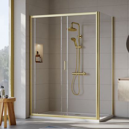 [BEZET032] Almington Sliding Shower Door, Side Panel and Shower Tray - Choice of Size and Finish - Lifestyle 2