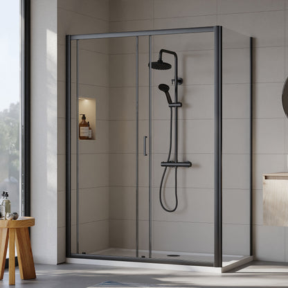 [BEZET033] Almington Sliding Shower Door, Side Panel and Shower Tray - Choice of Size and Finish - Lifestyle 2