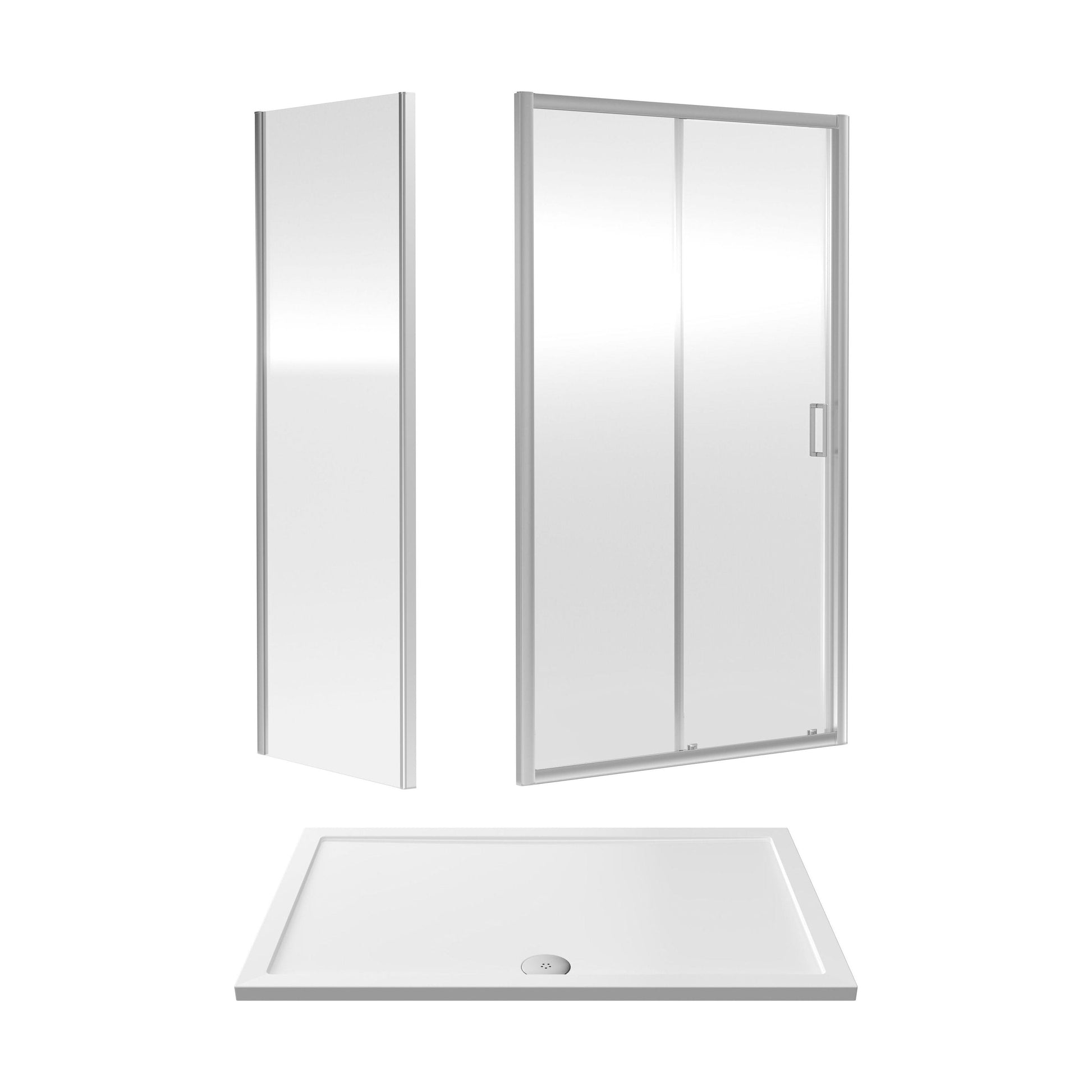 [BEZET034] Almington Sliding Shower Door, Side Panel and Shower Tray - Choice of Size and Finish - Cutout