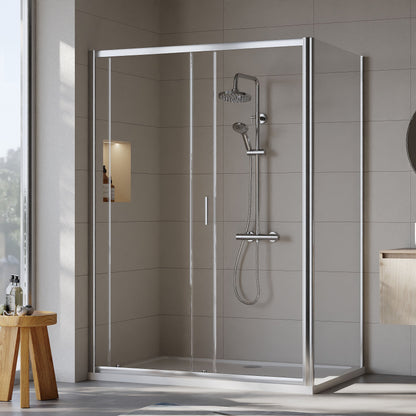 [BEZET034] Almington Sliding Shower Door, Side Panel and Shower Tray - Choice of Size and Finish - Lifestyle 2