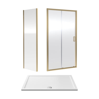 [BEZET035] Almington Sliding Shower Door, Side Panel and Shower Tray - Choice of Size and Finish - Cutout
