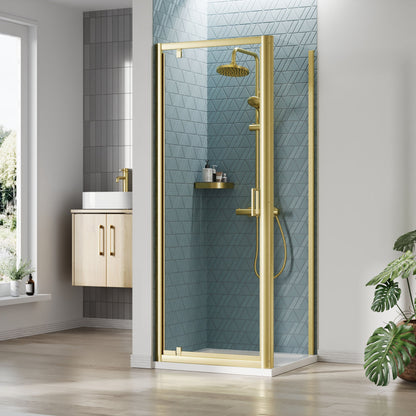 [BEZET038] Almington Pivot Shower Door, Side Panel and Shower Tray - Choice of Size and Finish - Lifestyle 1
