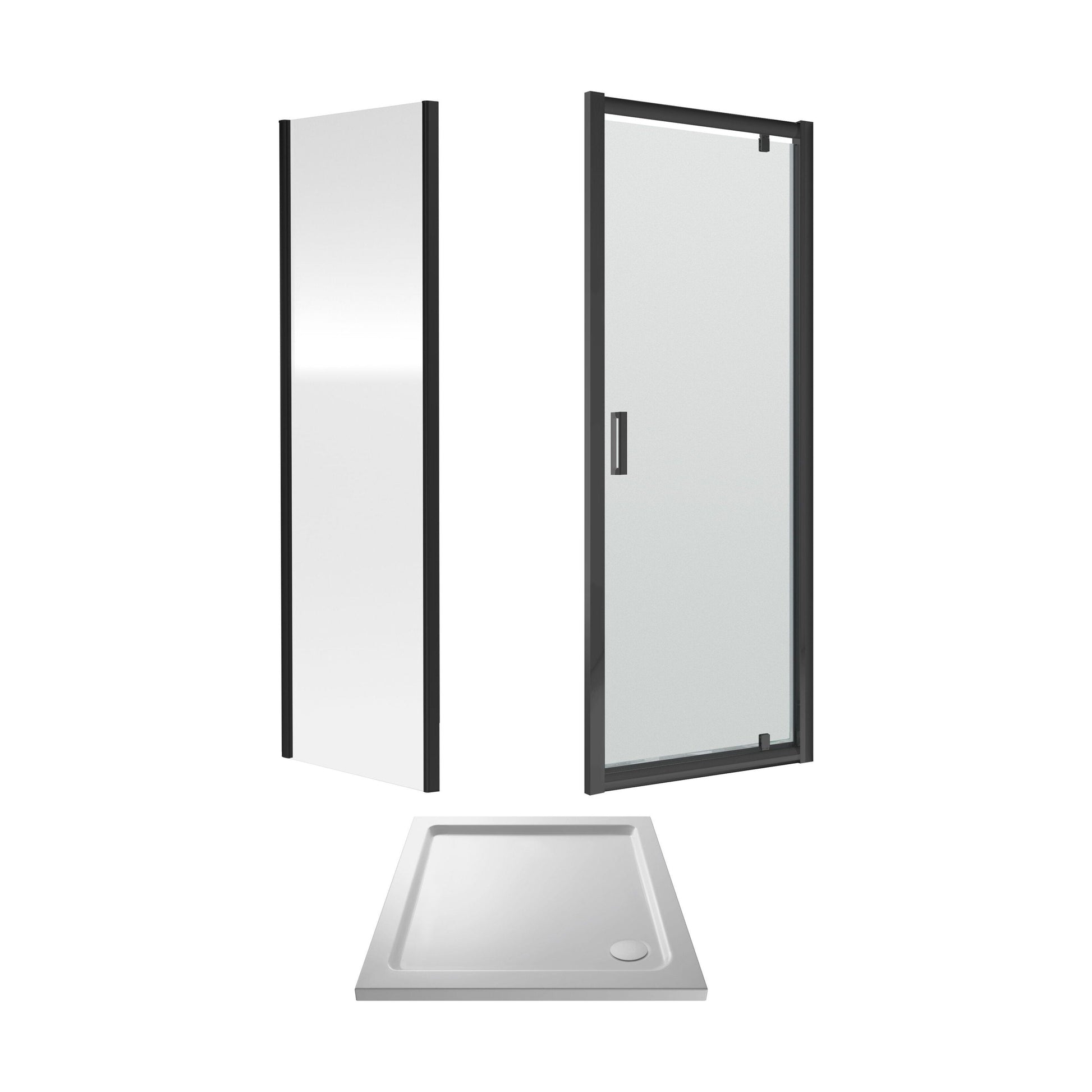 [BEZET042] Almington Pivot Shower Door, Side Panel and Shower Tray - Choice of Size and Finish - Cutout