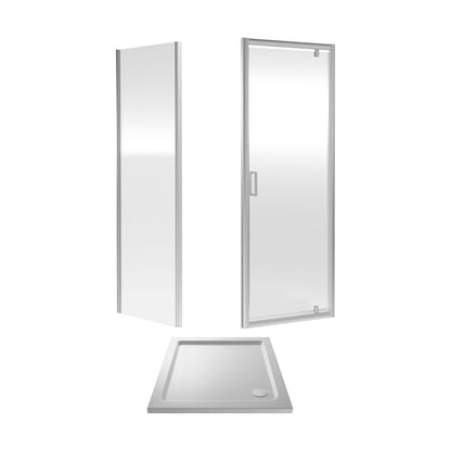 [BEZET043] Almington Pivot Shower Door, Side Panel and Shower Tray - Choice of Size and Finish - Cutout