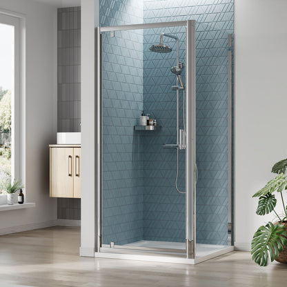 [BEZET043] Almington Pivot Shower Door, Side Panel and Shower Tray - Choice of Size and Finish - Lifestyle 1