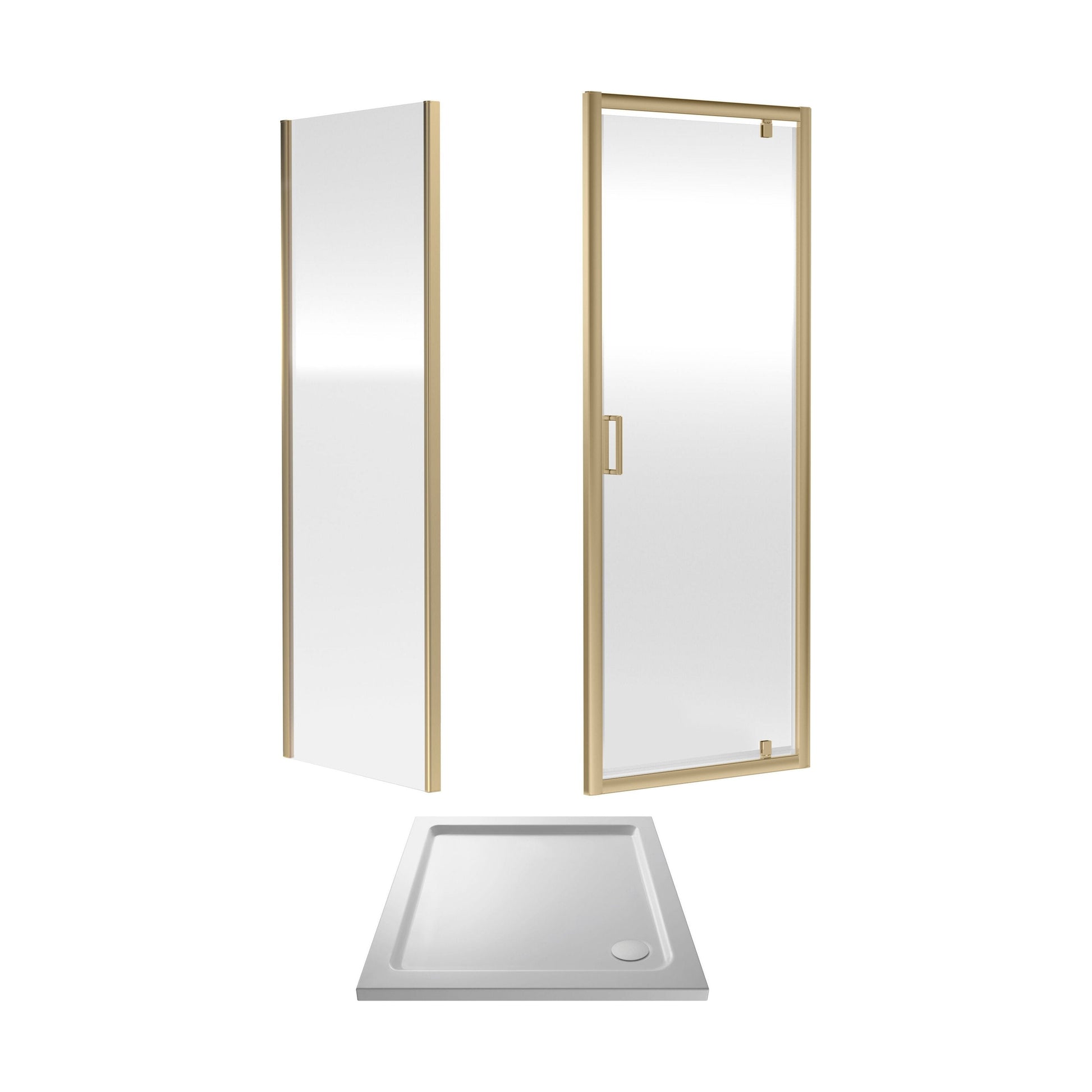 [BEZET044] Almington Pivot Shower Door, Side Panel and Shower Tray - Choice of Size and Finish - Cutout