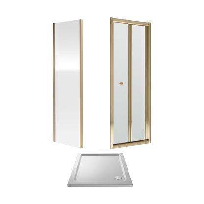 [BEZET047] Almington Bi-Fold Shower Door, Side Panel and Shower Tray - Choice of Size and Finish - Cutout