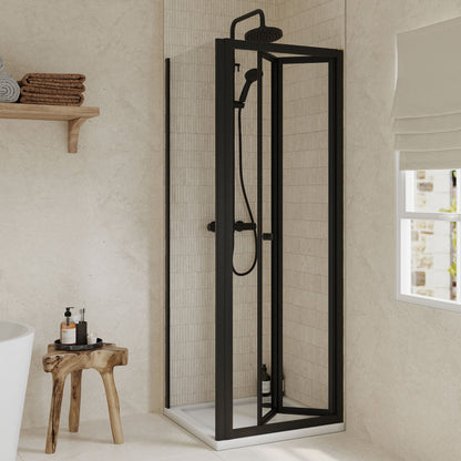 [BEZET048] Almington Bi-Fold Shower Door, Side Panel and Shower Tray - Choice of Size and Finish - Lifestyle 1
