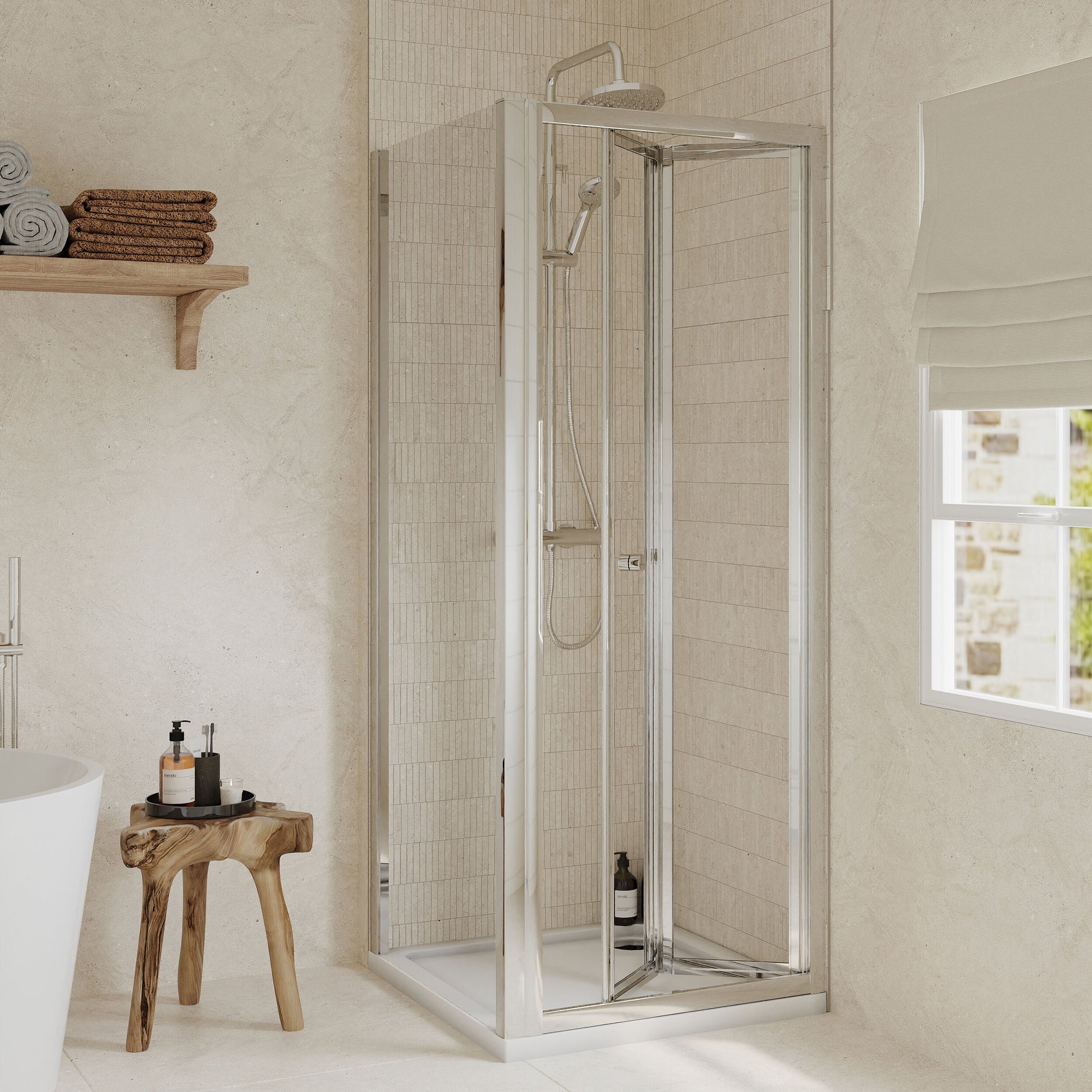 [BEZET049] Almington Bi-Fold Shower Door, Side Panel and Shower Tray - Choice of Size and Finish - Lifestyle 1