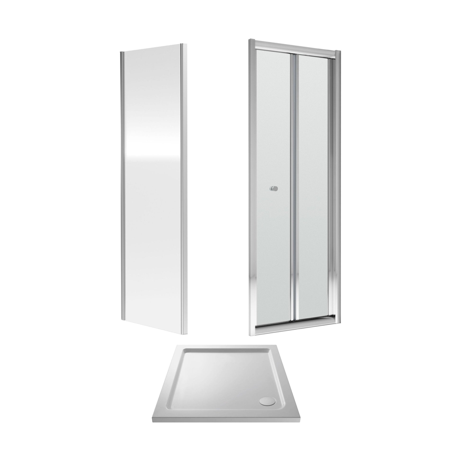 [BEZET052] Almington Bi-Fold Shower Door, Side Panel and Shower Tray - Choice of Size and Finish - Cutout